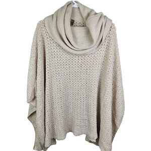 Francesca's Wrap‎ Poncho Shawl One Size Open Knit Beige Tan Ivory New with Tag